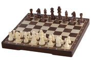 Magnetisches Holzschachbrett 31 cm (Walnuss/Ahorn) mit Intarsien