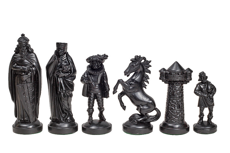 Mittelalterliche stilisierte Schachfiguren, creme und schwarz (König 98 mm) - Mittelalterliche stilisierte Schachfiguren, creme und schwarz (König 98 mm)