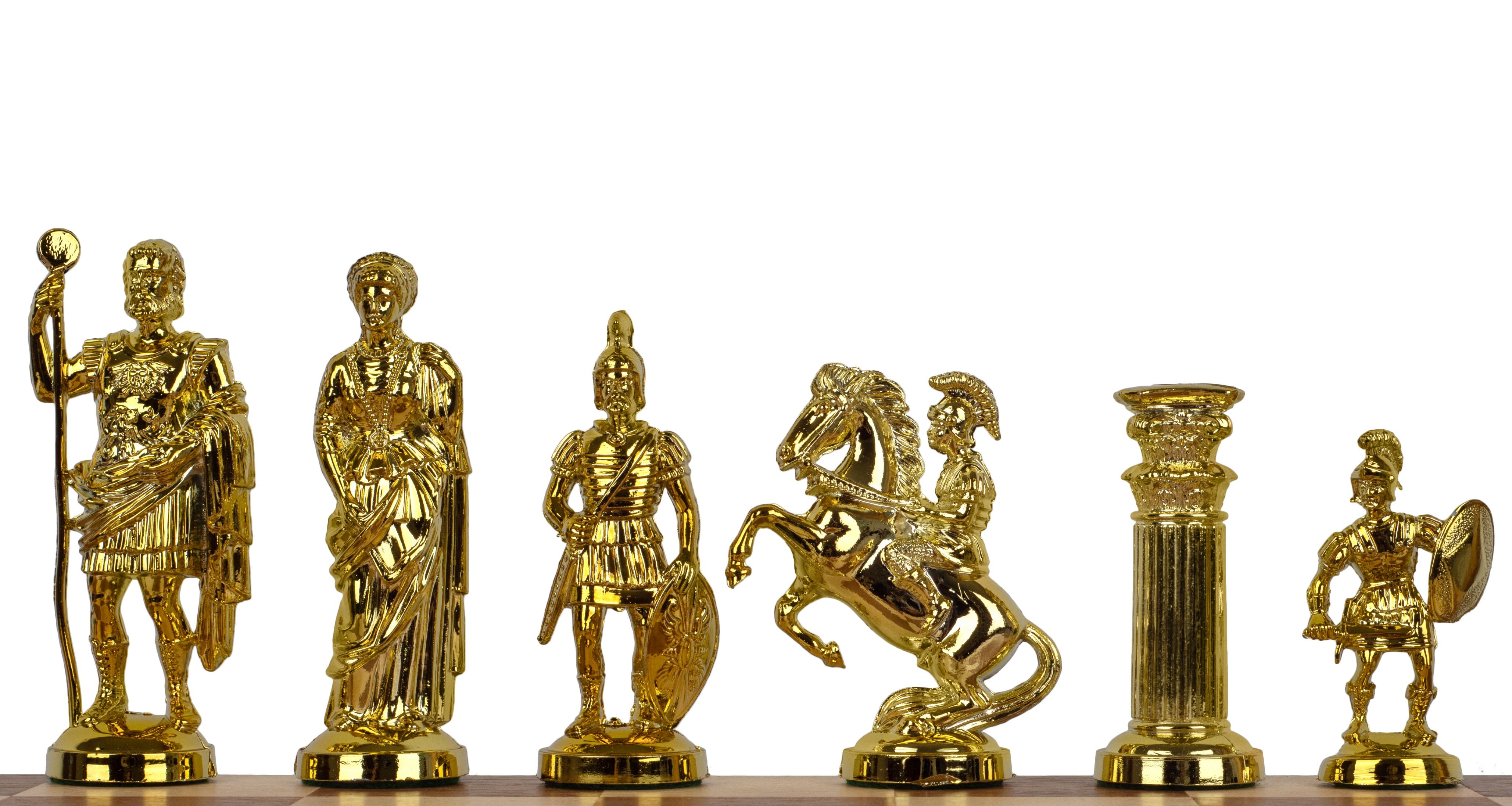 Schachfiguren ROMAN golden/braun, metallisch/gewichtet - Schachfiguren ROMAN golden/braun, metallisch/gewichtet