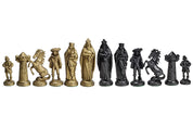 Mittelalterliche stilisierte Schachfiguren, schwarz und gold (König 98 mm)