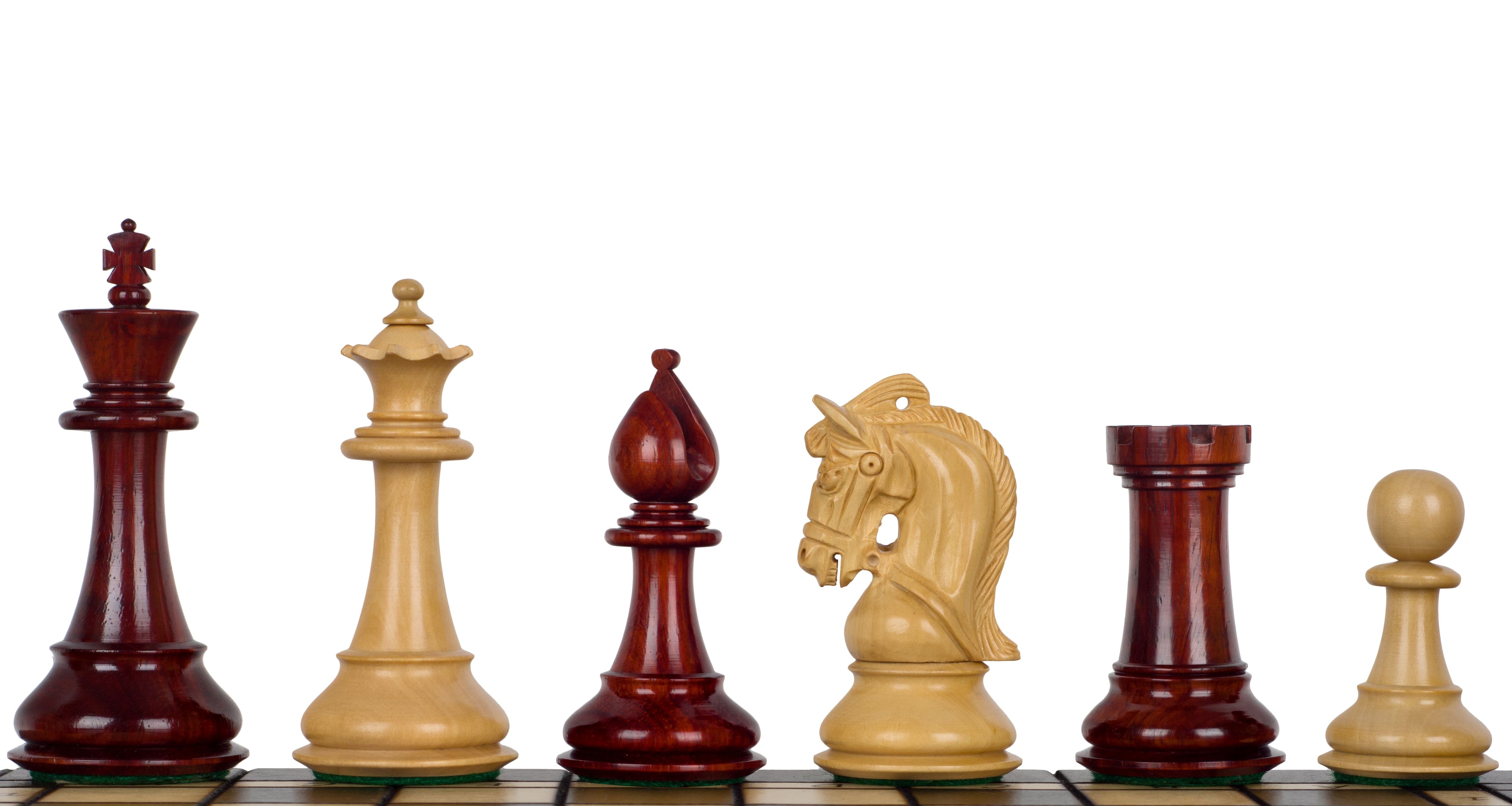 Korinthische 4,25'' Schachfiguren aus Rotholz - Korinthische 4,25'' Schachfiguren aus Rotholz