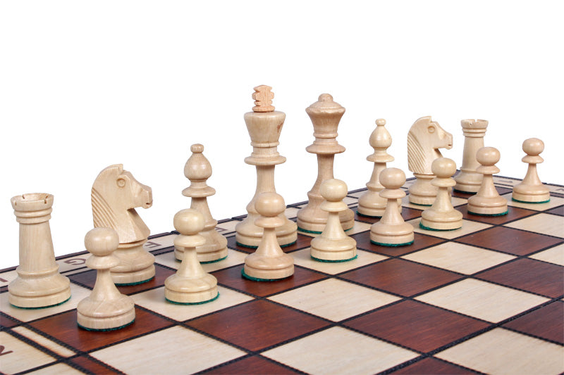 Holzschachspiel „Berlin“ Nr. 4 (42 × 42 cm) mit gewichteten Figuren - Holzschachspiel „Berlin“ Nr. 4 (42 × 42 cm) mit gewichteten Figuren