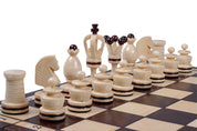 ROYAL Schachspiel mit eingelegten Figuren (49 × 49 cm)
