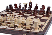 ROYAL Schachspiel mit eingelegten Figuren (49 × 49 cm)