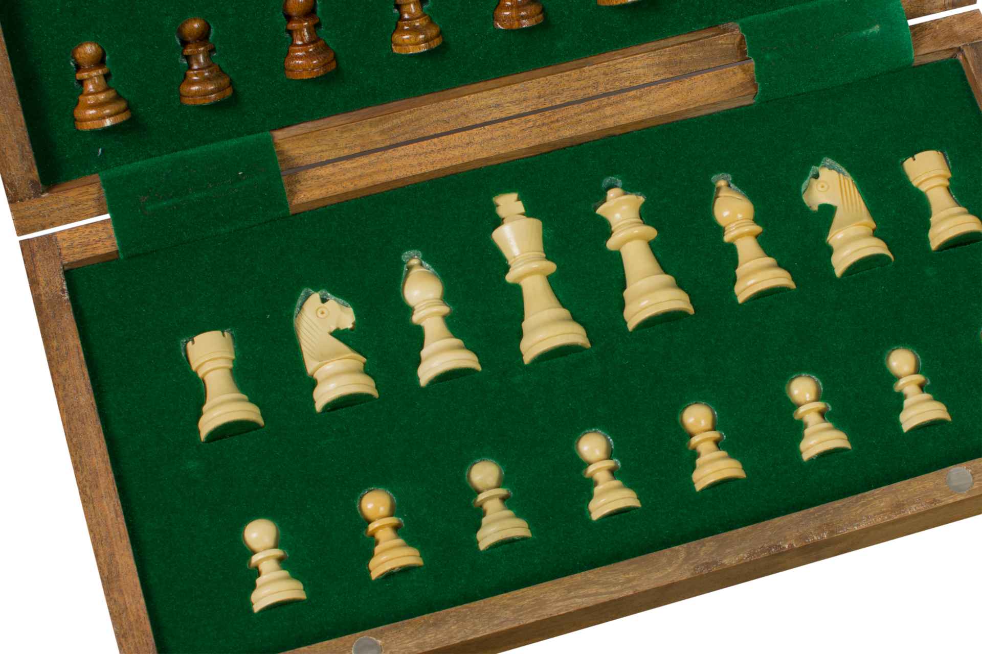 Magnetisches Holzschachspiel mit Intarsien - 30 cm - Magnetisches Holzschachspiel mit Intarsien - 30 cm