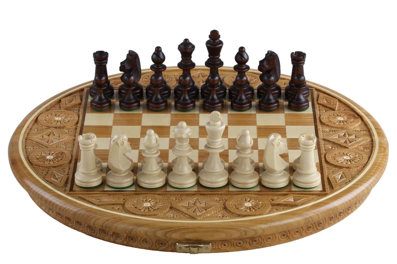 Chess Rubin - handgeschnitztes rundes Schachspiel aus Holz (33 cm) - Chess Rubin - handgeschnitztes rundes Schachspiel aus Holz (33 cm)