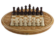Chess Rubin - handgeschnitztes rundes Schachspiel aus Holz (33 cm)