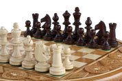 Chess Rubin - handgeschnitztes rundes Schachspiel aus Holz (33 cm)