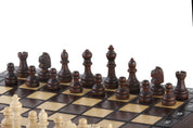 SCHOOL BOARD OF WOOD (28x28cm) - Schach + Dame + BACKGAMMON