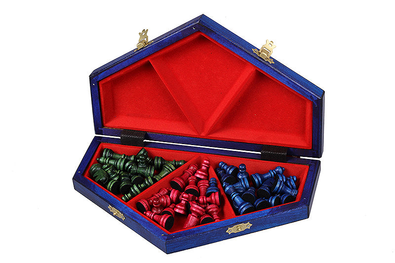 Schachspiel für drei Spieler (32x28cm) tricolour - Schachspiel für drei Spieler (32x28cm) tricolour