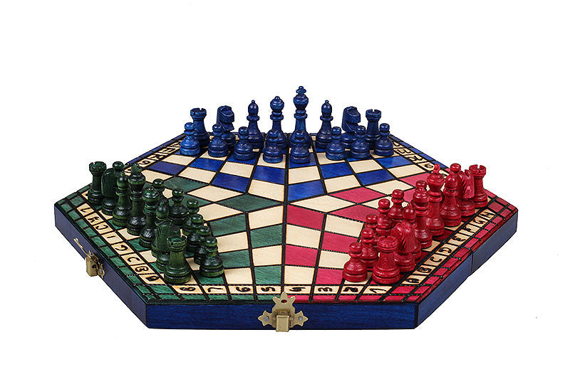Schachspiel für drei Spieler (32x28cm) tricolour - Schachspiel für drei Spieler (32x28cm) tricolour