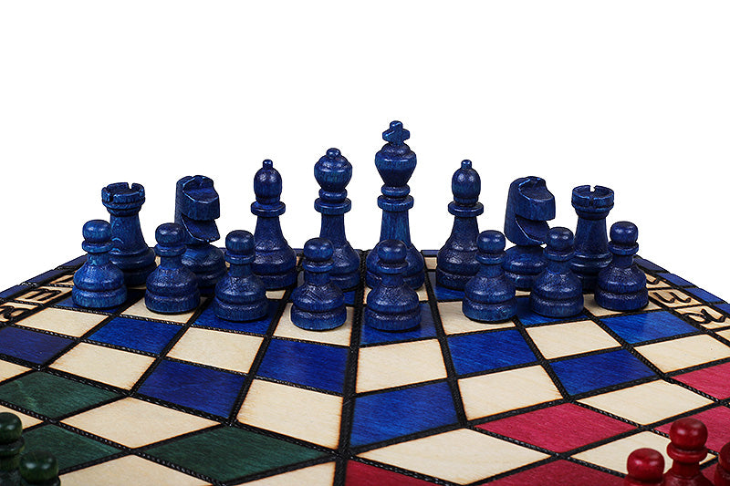 Schachspiel für drei Spieler (32x28cm) tricolour - Schachspiel für drei Spieler (32x28cm) tricolour