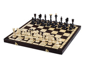 Großes Holz Schachspiel 49x49 cm  - Klappbar - Staunton Figuren - Feld 52 mm
