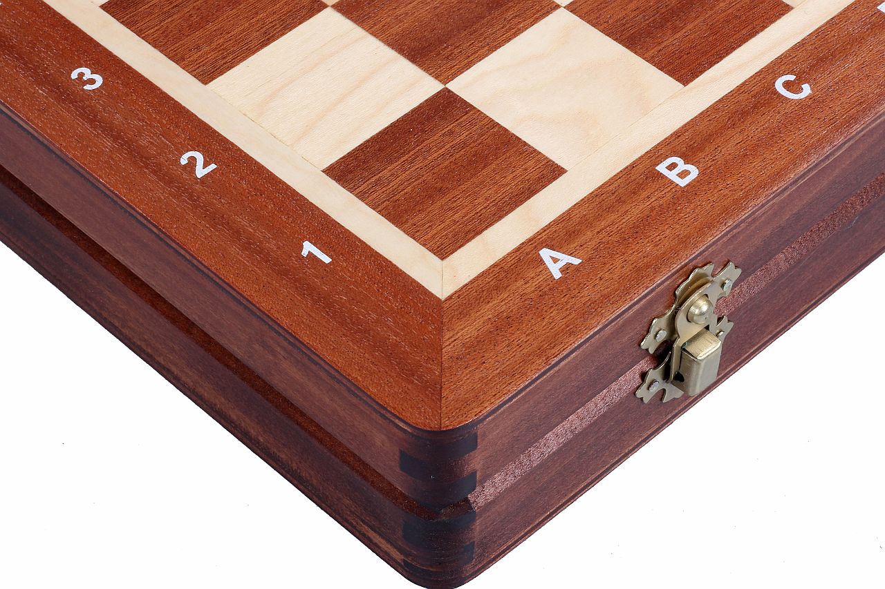 Turnier Schachspiel aus Holz mit Intarsienarbeit 35 × 35 cm - Nr. 3 - Turnier Schachspiel aus Holz mit Intarsienarbeit 35 × 35 cm - Nr. 3