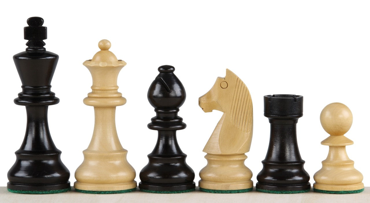 No6 Schwarzes Schachbrett+ 3.75" Deutsche Ebonisierte Figuren - No6 Schwarzes Schachbrett+ 3.75" Deutsche Ebonisierte Figuren-NurSchach