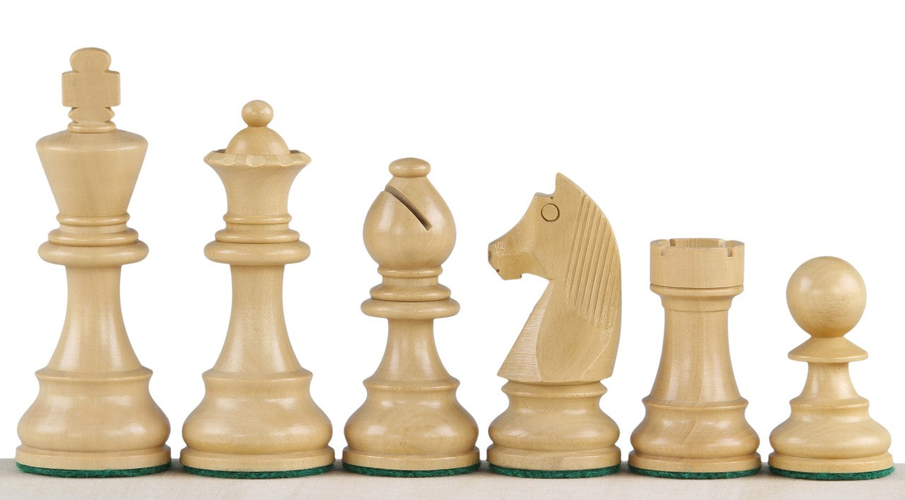 Zeitloses Schachspiel - Schachbrett (Feld 50 mm), Figuren (König 90 mm) - Zeitloses Schachspiel - Schachbrett (Feld 50 mm), Figuren (König 90 mm)-NurSchach