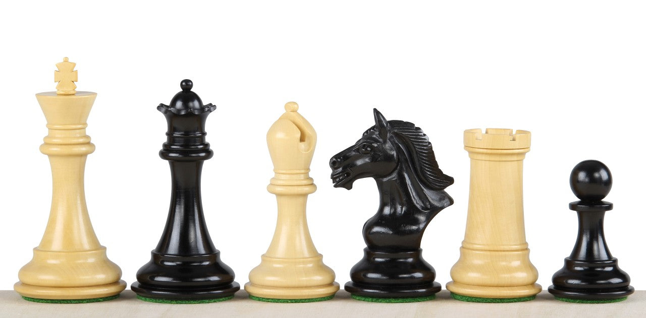EBENHOLZ-DERBY-SCHACHFIGUREN 4 ZOLL - EBENHOLZ-DERBY-SCHACHFIGUREN 4 ZOLL