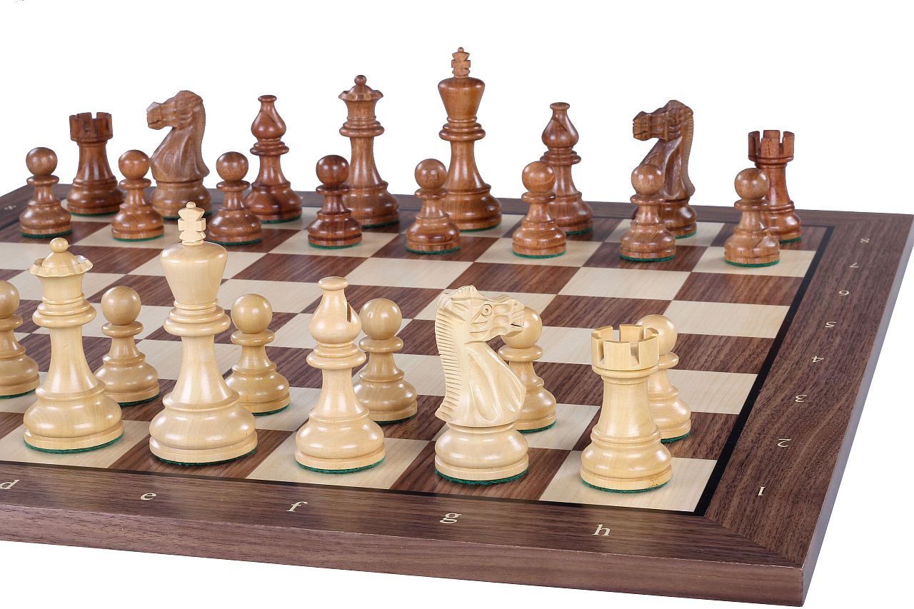 Schachbrett Nr. 5 (mit Beschreibung) mit Rahmen aus schwarzem Nussbaum/Ahorn (Intarsien) - Exklusiv - Schachbrett Nr. 5 (mit Beschreibung) mit Rahmen aus schwarzem Nussbaum/Ahorn (Intarsien) - Exklusiv