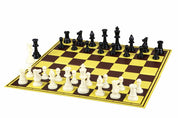 Turnier-Schachbrett aus Pappe, gelb/braun, matte, abwaschbare Oberfläche