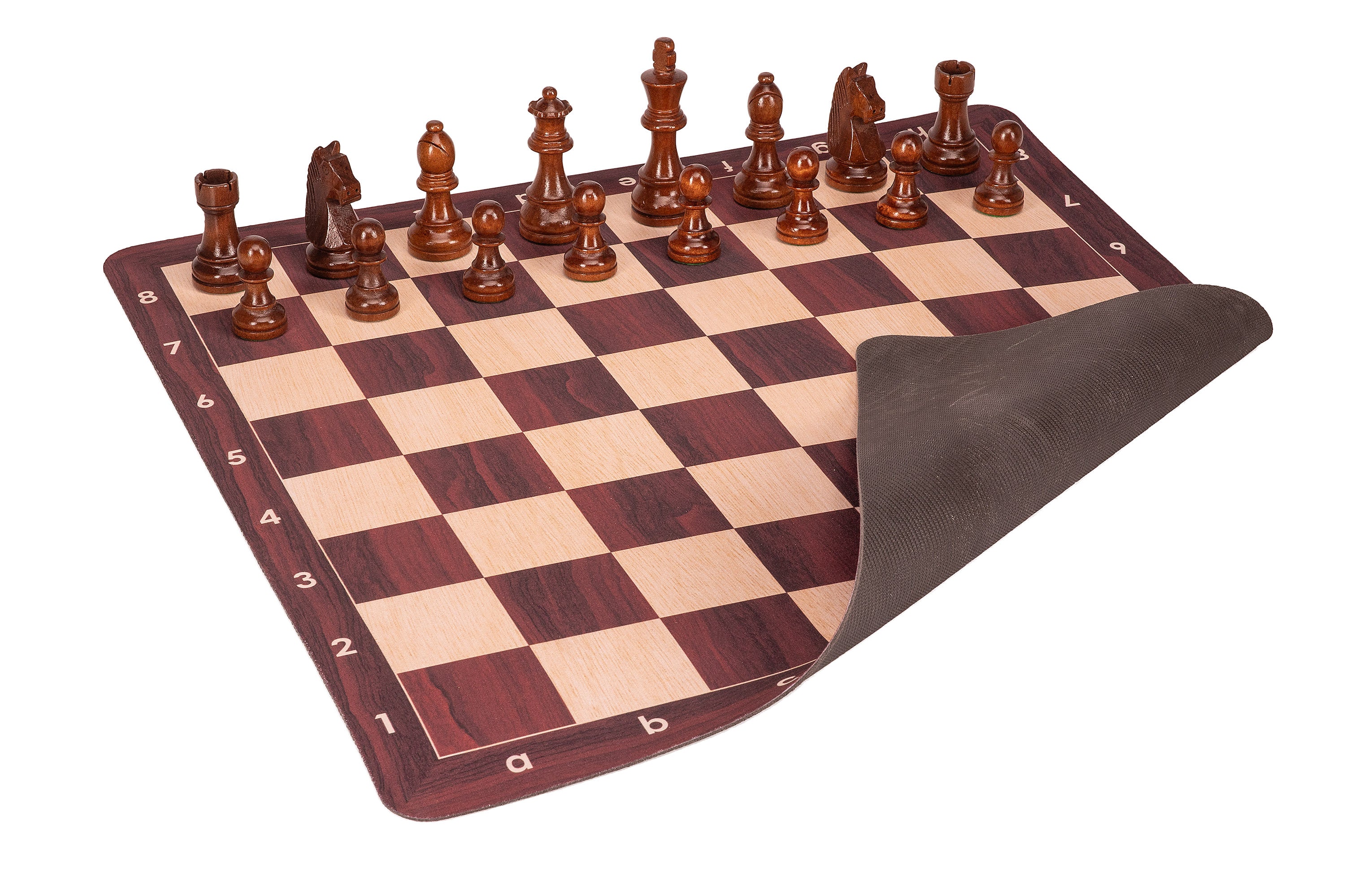Aufrollbares Schachbrett Nr. 6 (51 cm), rutschfester MAHOGANY-Boden - Aufrollbares Schachbrett Nr. 6 (51 cm), rutschfester MAHOGANY-Boden