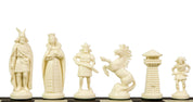 Schachfiguren im Wikinger-Stil, cremefarben und schwarz (König 98 mm)