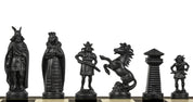 Schachfiguren im Wikinger-Stil, cremefarben und schwarz (König 98 mm)