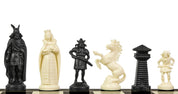 Schachfiguren im Wikinger-Stil, cremefarben und schwarz (König 98 mm)