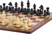 No6 Schwarzes Schachbrett+ 3.75" Deutsche Ebonisierte Figuren