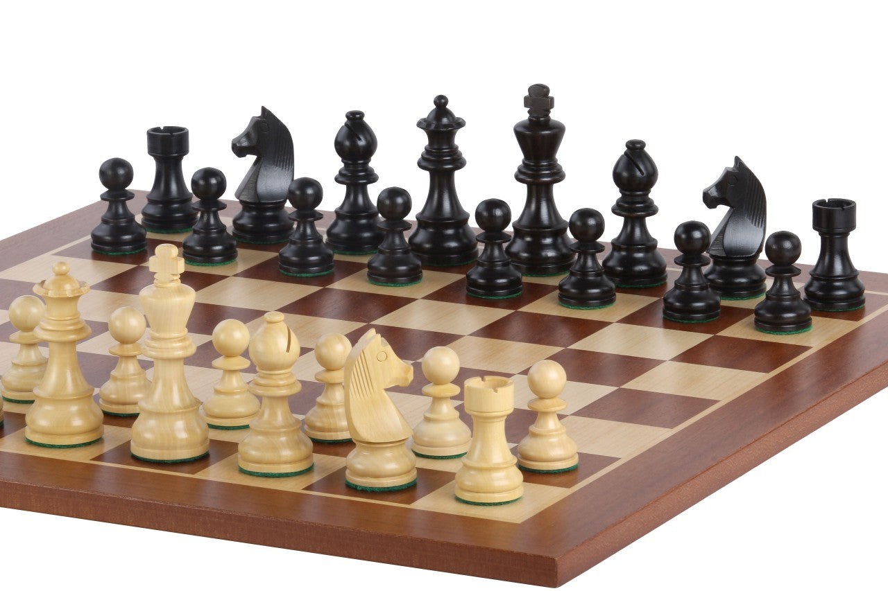 Zeitloses Schachspiel - Schachbrett (Feld 50 mm), Figuren (König 90 mm)-NurSchach
