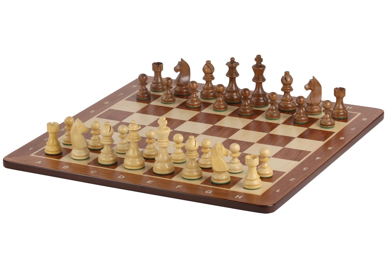 Turnierschach-Set Nr. 6 - 58mm Brett + Deutsche Ritter 3,75" Figuren - Turnierschach-Set Nr. 6 - 58mm Brett + Deutsche Ritter 3,75" Figuren