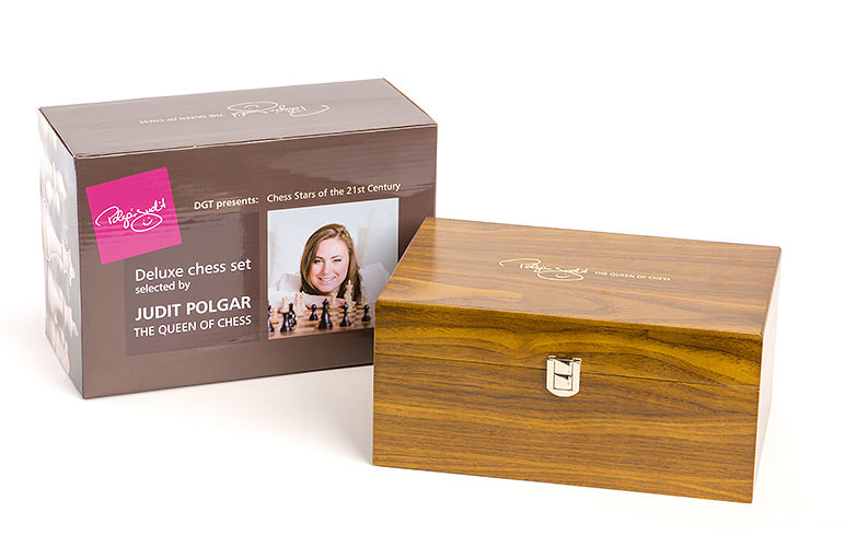 Judit Polgar Deluxe-Schachfiguren Nr. 6 - 3,75" in Holzkiste - Judit Polgar Deluxe-Schachfiguren Nr. 6 - 3,75" in Holzkiste