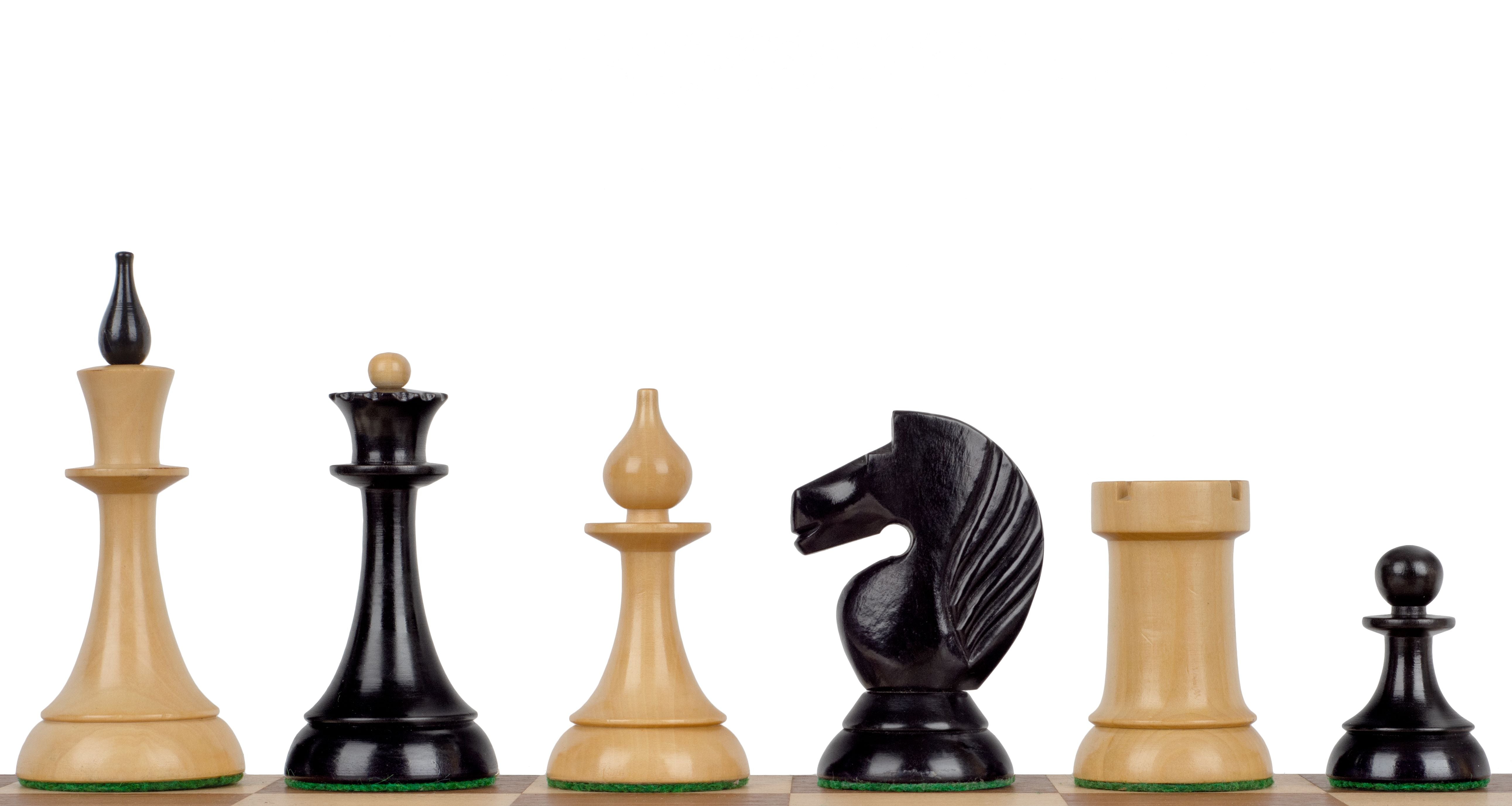 Queen's Gambit Schachfiguren 1957 Ebenholz Buchsbaum 4 Zoll - Queen's Gambit Schachfiguren 1957 Ebenholz Buchsbaum 4 Zoll