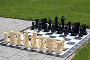Kleines Schach- und Damespiel für draußen / Garten (König 20 cm) - Figuren + Schachfiguren + Schachbrett