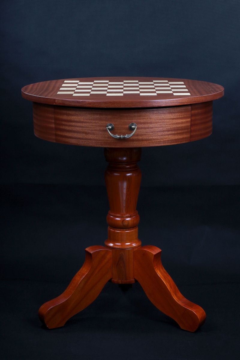 Schachtisch de Lux, rund, ohne Figuren (Höhe 77 cm) - Schachtisch de Lux, rund, ohne Figuren (Höhe 77 cm)